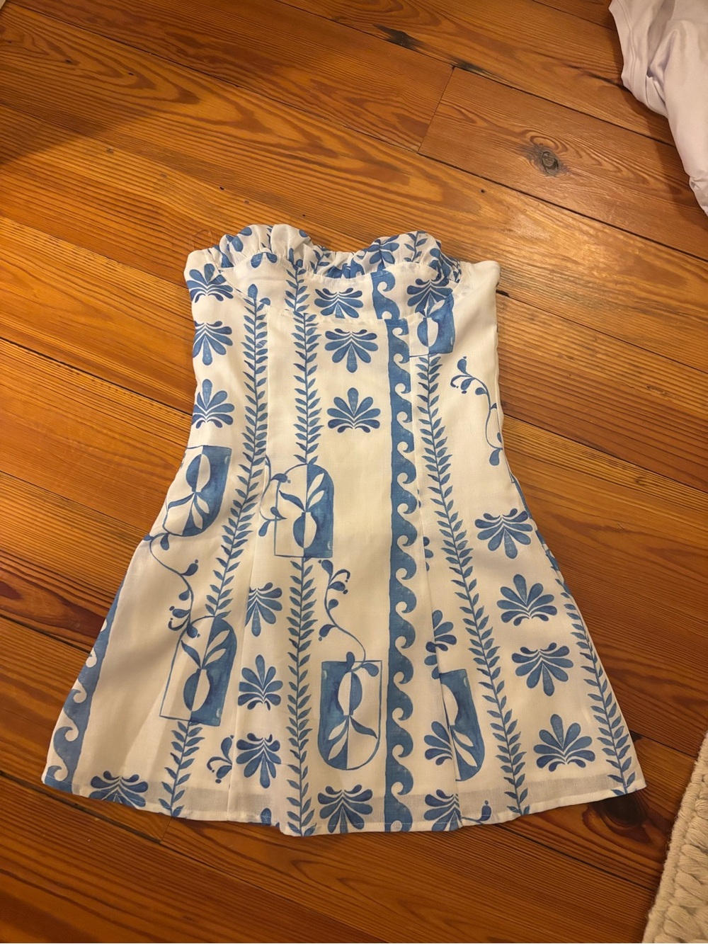 Peppermayo White Dress with Blue Floral Accents